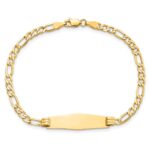 14k Polished Semi-Solid Chain/Solid Plate Figaro Link Soft Diamond Shape 25.5x7.5mm Plate 8 inch ID Bracelet - Image 4