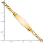 14k Polished Semi-Solid Chain/Solid Plate Figaro Link Soft Diamond Shape 25.5x7.5mm Plate 7 inch ID Bracelet - Image 3