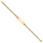 14k Polished Semi-solid Chain/Solid Plate Curb Link Soft Diamond Shape 28x9.5mm Plate 7 inch ID Bracelet - Image 2
