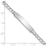 14k White Gold Polished Semi-Solid Chain/Solid Plate Curb Link 33x6.75mm Plate 7 inch ID Bracelet - Image 3