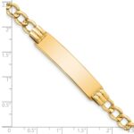 14k Polished Semi-Solid Chain/Solid Plate 5.9mm Curb Link 37.5x9mm Plate 8 inch ID Bracelet - Image 3