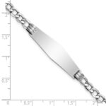 14k White Gold Polished Semi-Solid Chain/Solid Plate Cuban Link Soft Diamond Shape 34x10mm Plate 8 inch ID Bracelet - Image 3