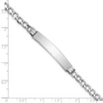 14k White Gold Polished Semi-Solid Chain/Solid Plate Cuban Link 35x7mm Plate 7 inch ID Bracelet - Image 3