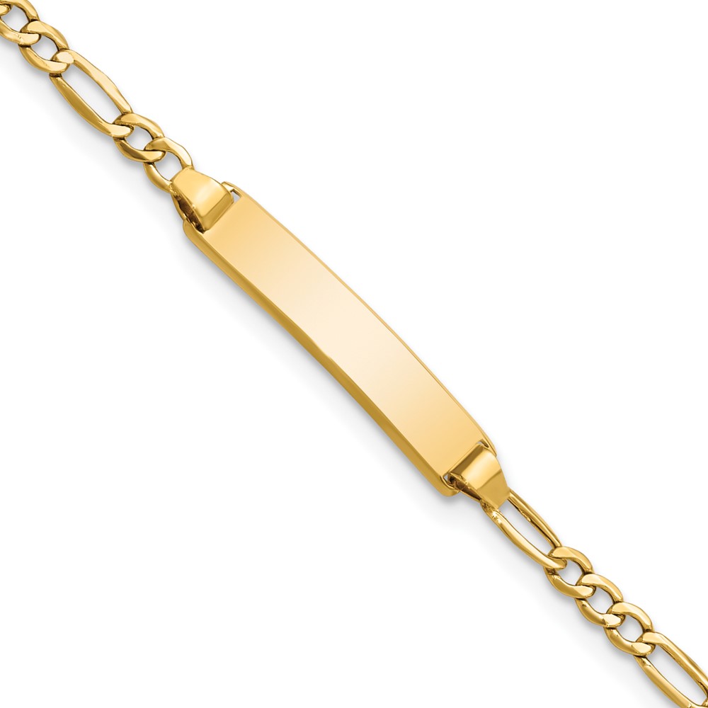 DCID134-5.5.jpg 14k Polished Semi-Solid Chain/Solid Plate Figaro Link 23x4.5mm Plate 6 inch Baby/Child ID Bracelet - Image 1