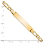 14k Polished Semi-Solid Chain/Solid Plate Figaro Link 34.5x7mm Plate 7 inch ID Bracelet - Image 3