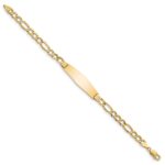 14k Polished Semi-Solid Chain/Solid Plate Figaro Link Soft Diamond Shape 34x10mm Plate 8 inch ID Bracelet - Image 2