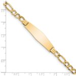 14k Polished Semi-Solid Chain/Solid Plate Figaro Link Soft Diamond Shape 34x10mm Plate 7 inch ID Bracelet - Image 3