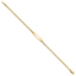 14k Polished Semi-Solid Chain/Solid Plate Anchor Link Soft Diamond Shape 19.5x5.5mm Plate 5.5 inch Baby/Child ID Bracelet - Image 2