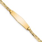 14k Polished Semi-Solid Chain/Solid Plate Anchor Link Soft Diamond Shape 19.5x5.5mm Plate 7 inch ID Bracelet