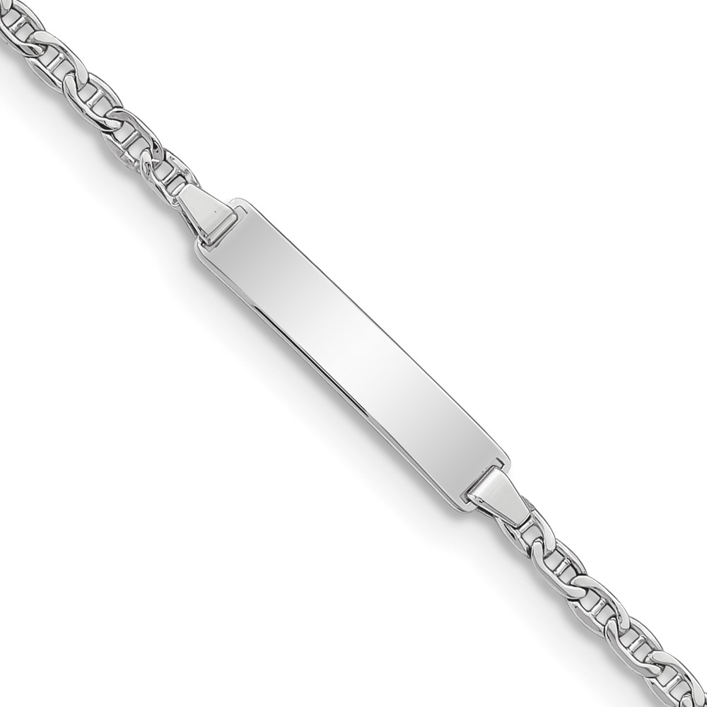 DCID137W-7.jpg 14k White Gold Polished Semi-Solid Chain/Solid Plate Anchor Link 20.5x4.5mm Plate 7 inch ID Bracelet - Image 1