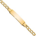 14k Polished Semi-Solid Chain/Solid Plate Curb Link 37.5x10mm Plate 8 inch ID Bracelet
