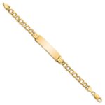 14k Polished Semi-Solid Chain/Solid Plate Curb Link 37.5x10mm Plate 7 inch ID Bracelet - Image 2