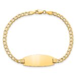 14k Polished Semi-Solid Chain/Solid Plate Curb Link Oval 25x11.5mm Plate 8 inch ID Bracelet - Image 4