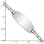 14k White Gold Polished Semi-Solid Chain/Solid Plate Curb Link Oval 25x11.5mm Plate 7 inch ID Bracelet - Image 3