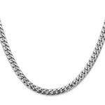 14K White Gold 5mm Solid Miami Cuban Link with Lobster Clasp Chain - Image 2