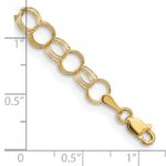 14k 6mm Solid Triple Link Charm Bracelet - Image 4