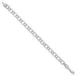 14k White Gold 7mm Solid Triple Link Charm Bracelet - Image 2