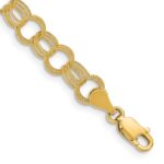 14k 6mm Solid Textured Triple Link Charm Bracelet