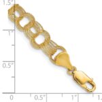 14k 7mm Solid Textured Triple Link Charm Bracelet - Image 3