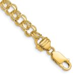 14k 6.5mm Diamond-cut Solid Heavy Double Link Charm Bracelet