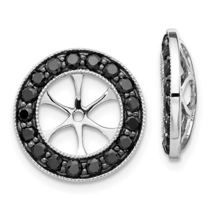 14k White Gold 1.19 carat Black Diamond Circle Earring Jackets
