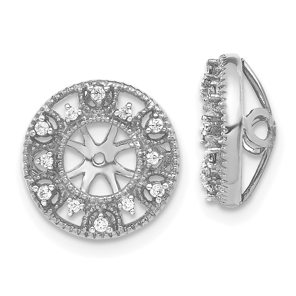 EJM5301-010-WA.jpg 14k White Gold 1/10 carat Diamond Fancy Circle Earring Jackets - Image 1
