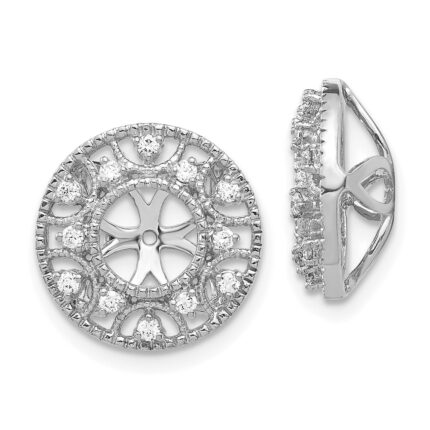 14k White Gold 1/4 carat Diamond Fancy Circle Earring Jackets