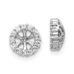 14K White Gold Diamond Circle Earring Jacket Mountings Only - NO Diamonds
