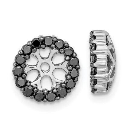 14k White Gold 1/2 carat Black Diamond Circle Earring Jackets