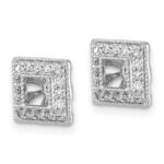 14k White Gold 1/4 carat Diamond Square Earring Jackets - Image 2
