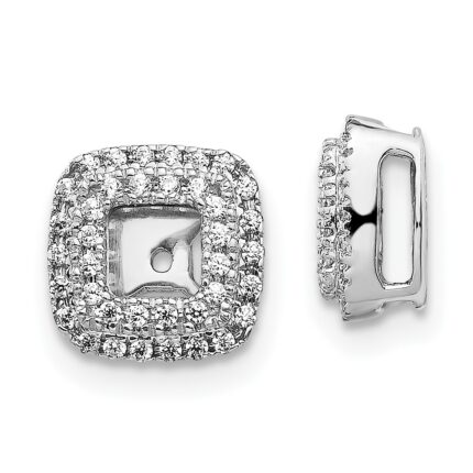 14k White Gold 1/4 carat Diamond Square Earring Jackets