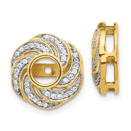 14k 1/4 carat Diamond Swirl Earring Jackets