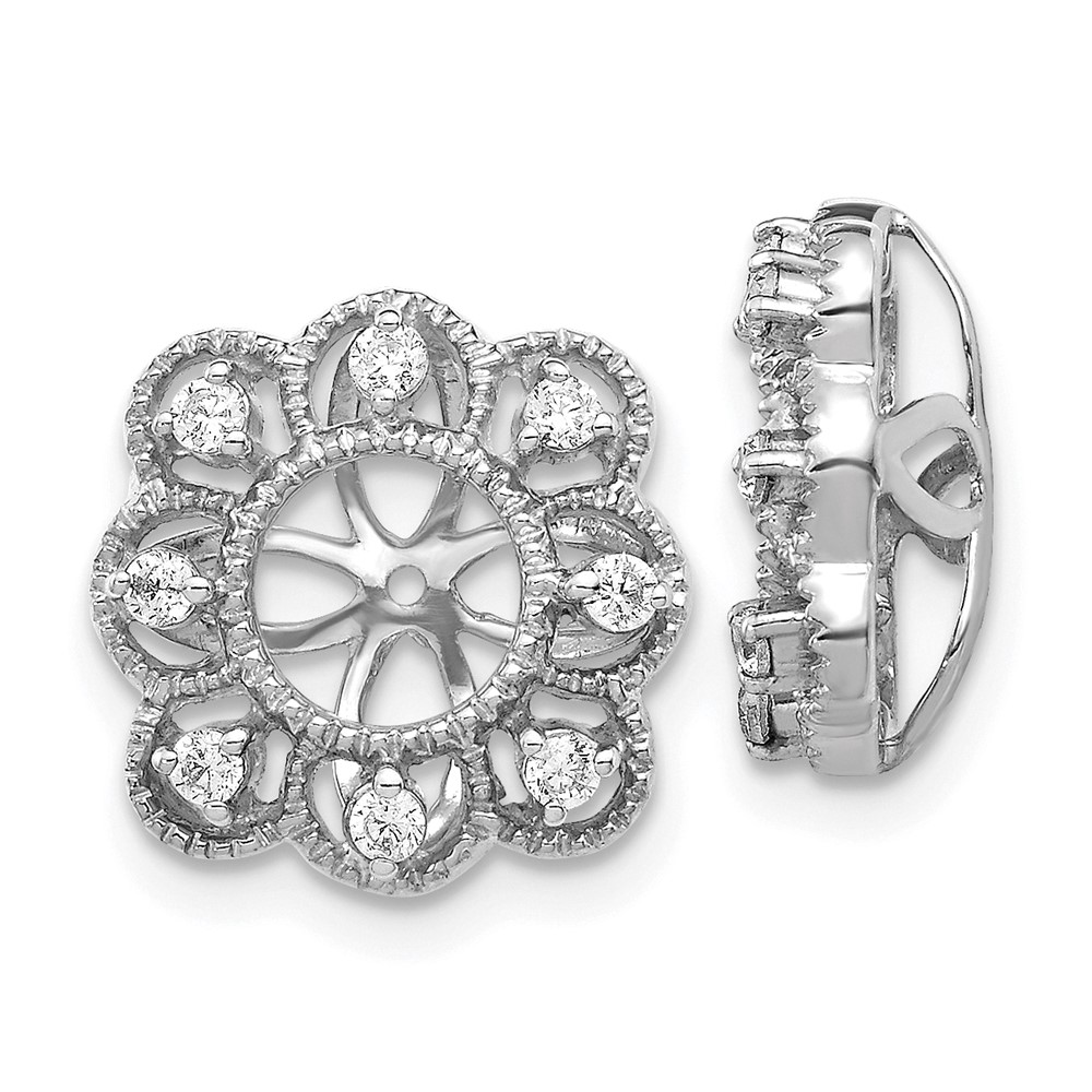 EJM5329-025-WA.jpg 14k White Gold Fancy 1/4 carat Diamond Earring Jackets - Image 1