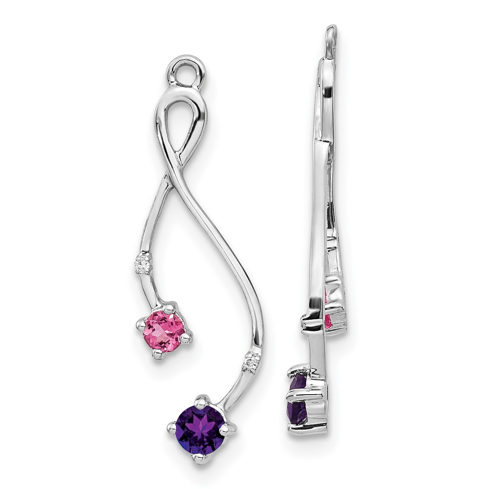EJM5341-AM-001-WA.jpg 14k White Gold Diamond/Amethyst/Pink Tourmaline Dangle Earring Jackets - Image 1