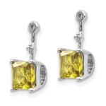 14k White Gold Diamond and 5mm Square Peridot Earring Jackets - Image 2