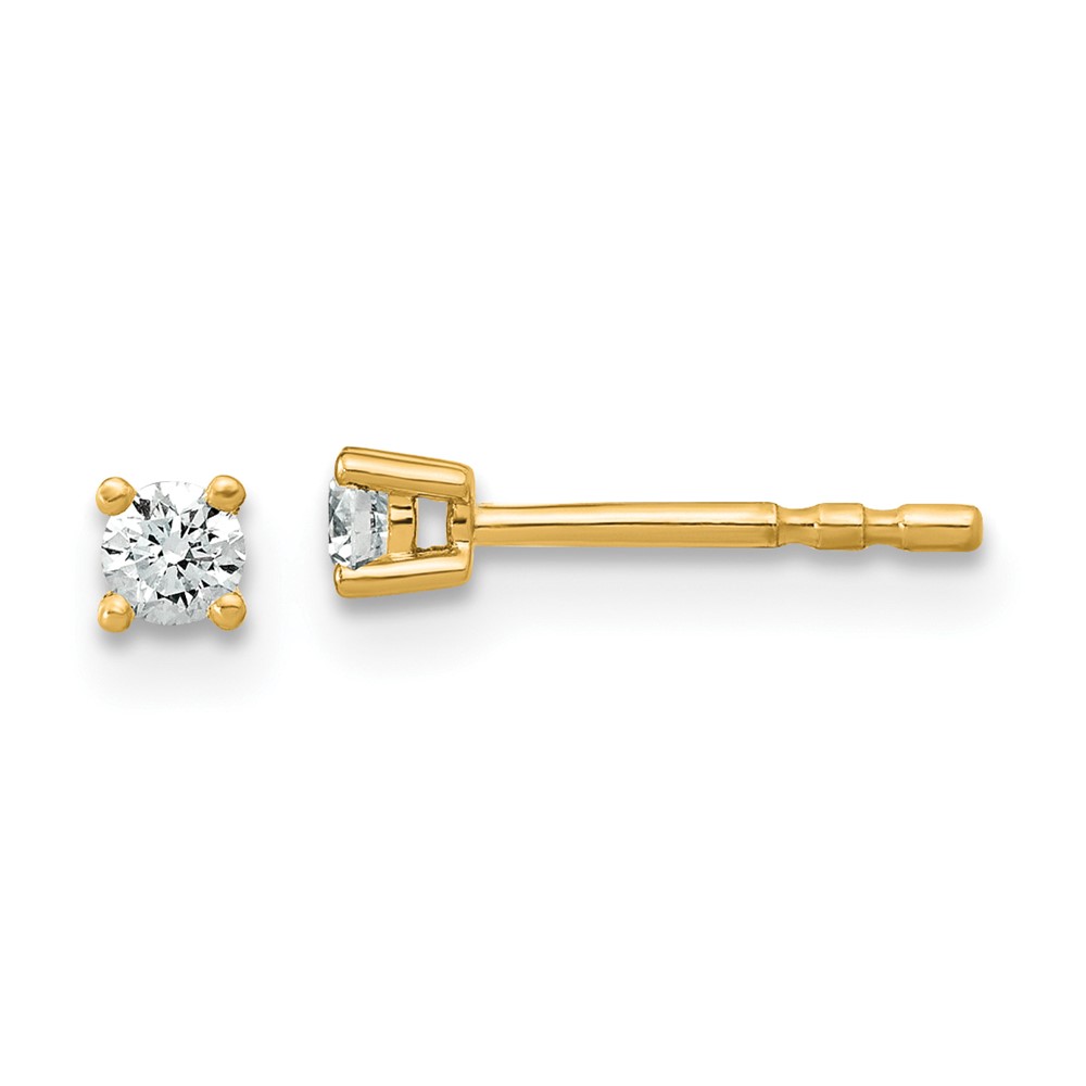 EM1006-010-8YAA.jpg 18k 1/10 carat Lab Grown Diamond VS+ F+ Round Complete Four Prong Stud Earrings - Image 1