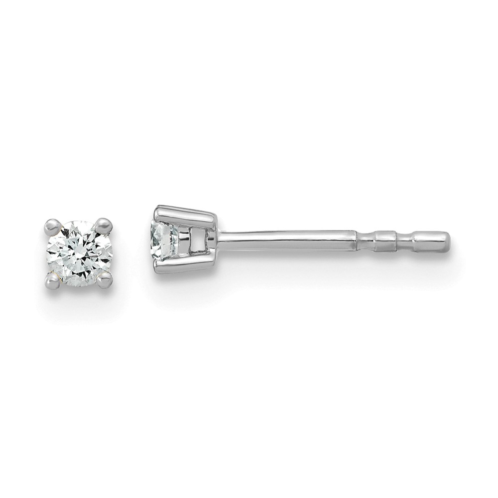 EM1006-010-PLAA.jpg Platinum 1/10 carat Lab Grown Diamond VS+ F+ Round Complete Four Prong Stud Earrings - Image 1