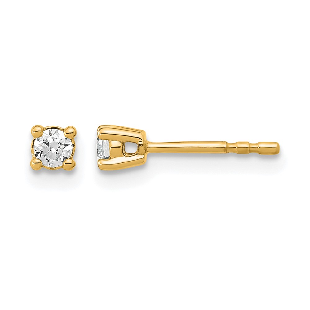 EM1006-015-YAA.jpg 14k 1/6 carat Lab Grown Diamond VS/SI+ G+ Round Complete Four Prong Heavyweight Stud Earrings - Image 1
