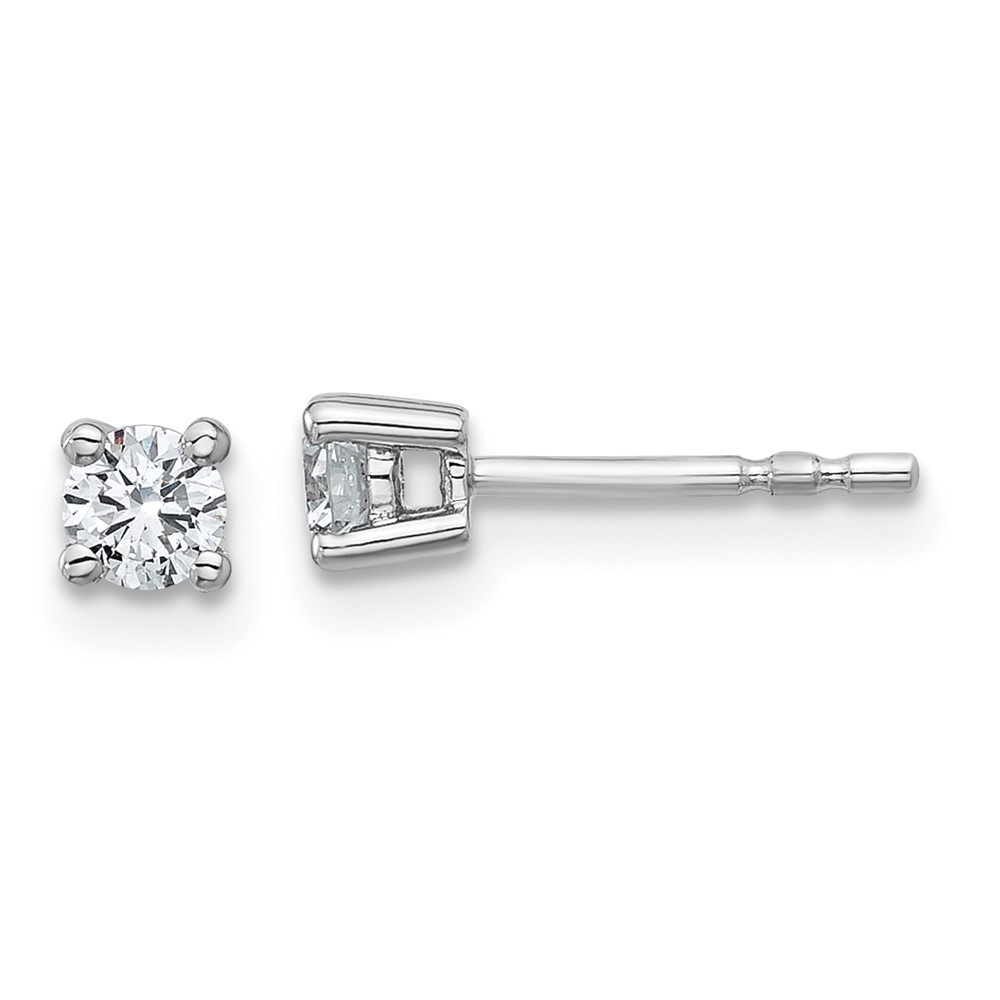 EM1006-033-SSAA-1.jpg Sterling Silver Rhodium-plated 1/3 carat Lab Grown Diamond VS/SI+ G+ Round Complete Four Prong Stud Earrings - Image 1