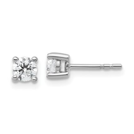 Sterling Silver Rhodium-plated 1/2 carat Lab Grown Diamond VS/SI+ G+ Round Complete Four Prong Stud Earrings