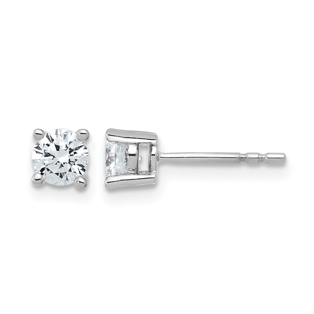 EM1006-075-WAA-3.jpg 14k White Gold 3/4 carat Lab Grown Diamond VS+ F+ Round Complete Four Prong Heavyweight Stud Earrings - Image 1