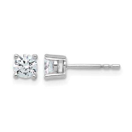 14k White Gold 3/4 carat Lab Grown Diamond VS/SI+ G+ Round Complete Four Prong Heavyweight Stud Earrings