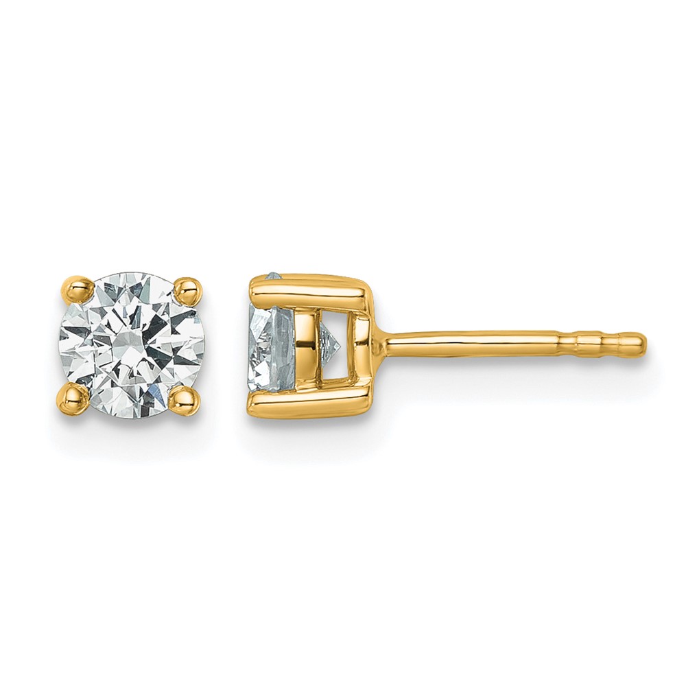 EM1006-075-YAA.jpg 14k 3/4 carat Certified Lab Grown Diamond VS/SI+ G+ Round Complete Four Prong Heavyweight Stud Earrings - Image 1