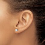 14k White Gold 7/8 carat Lab Grown Diamond VS/SI+ G+ Round Complete Four Prong Heavyweight Stud Earrings - Image 3