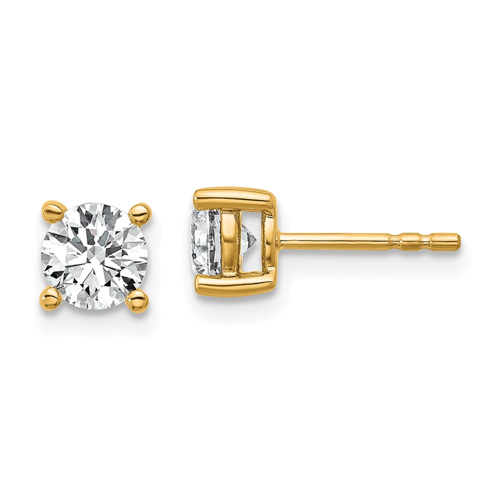 EM1006-100-8YAA.jpg 18k 1 carat Lab Grown Diamond VS+ F+ Round Complete Four Prong Stud Earrings - Image 1