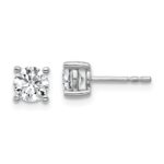 Sterling Silver Rhodium-plated 1 carat Lab Grown Diamond VS/SI+ G+ Round Complete Four Prong Stud Earrings