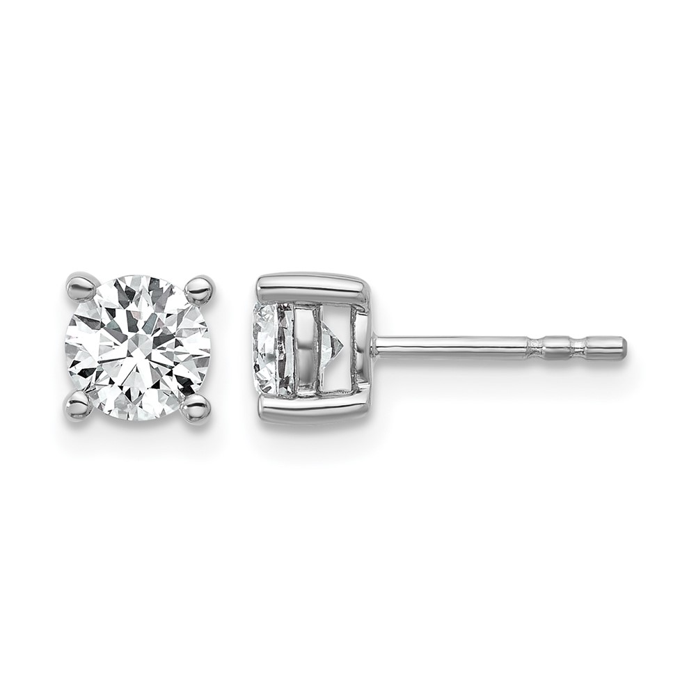 EM1006-100-WAA-5.jpg 14k White Gold 1 carat Certified Lab Grown Diamond VS/SI+ G+ Round Complete Four Prong Heavyweight Stud Earrings - Image 1