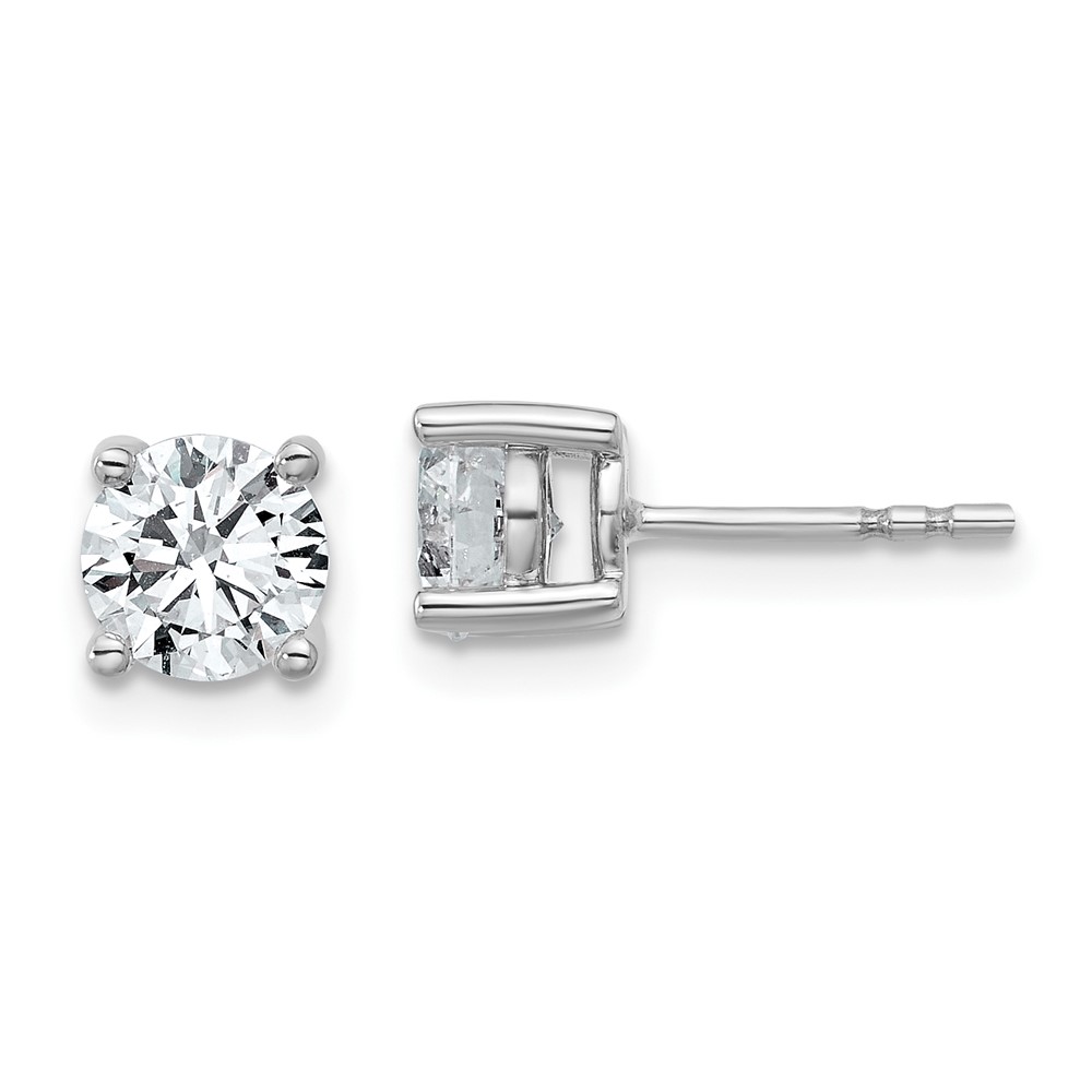 EM1006-150-SSAA-1.jpg Sterling Silver Rhodium-plated 1 1/2 carat Lab Grown Diamond VS/SI+ G+ Round Complete Four Prong Stud Earrings - Image 1