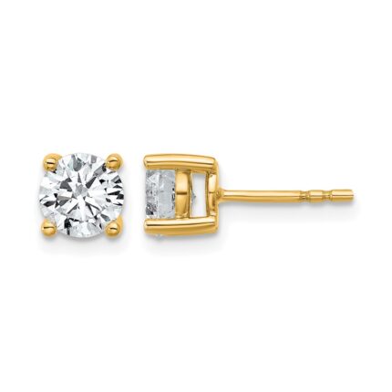 14k 1 1/2 carat Certified Lab Grown Diamond VS+ F+ Round Complete Four Prong Heavyweight Stud Earrings