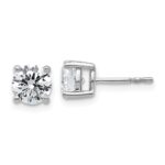 Sterling Silver Rhodium-plated 2 carat Lab Grown Diamond VS/SI+ G+ Round Complete Four Prong Stud Earrings